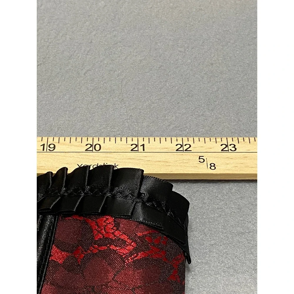 Red Black Floral Lace Boned Corset Top Gothic Steampunk Lace Up Back XL-2XL - Picture 3 of 12